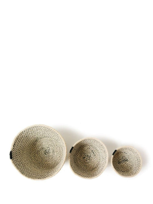 Set of 3 Jute White with Black Bowls